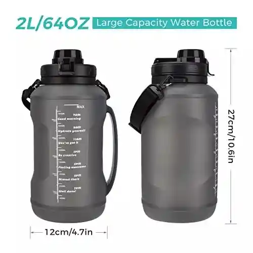 Botellas De Agua Plegables A Prueba De Fugas, Anillo De Sellado De Silicona Sin Bpa, Botella De Agua Plegable De Viaje 64 Onzas, Negro