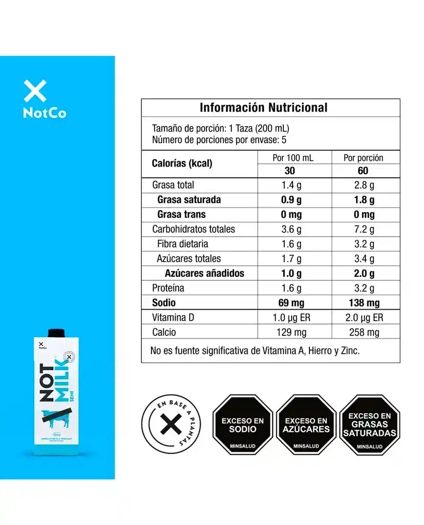 Bebida Vegetal Not Milk Semi Notco 1000 Ml