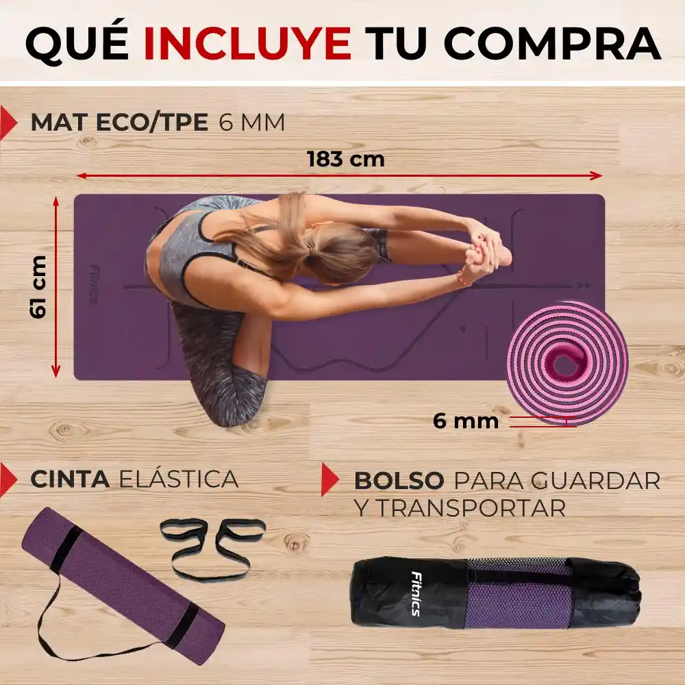 Mat Yoga Colchoneta Tapete Ejercicio 6mm Bolso+correa +guías