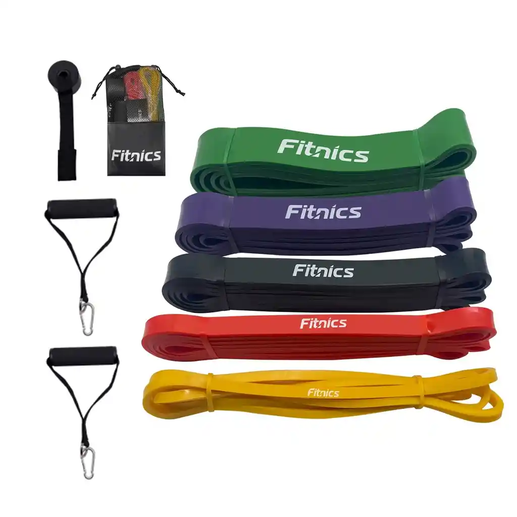 Bandas Elasticas Resistencia Poder Fitnics Set 5 +accesorios