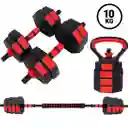 Mancuernas Pesas Ajustables Set 10kg 3en1 +barra +kettlebell