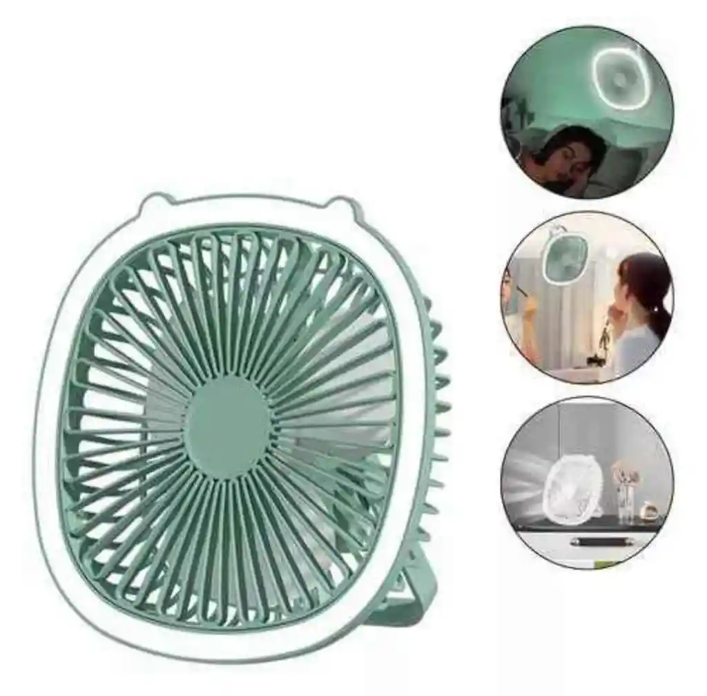 Mini Ventilador De Escritorio Con Aro De Luz