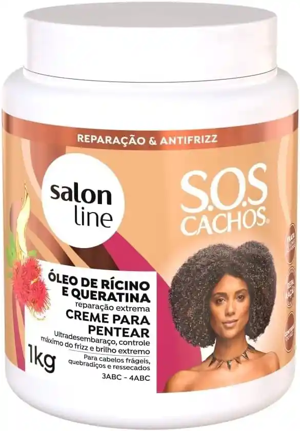 Salon Line S.o.s. Cachos Crema Para Peinar Óleo De Ricino Y Queratina 1 Kg