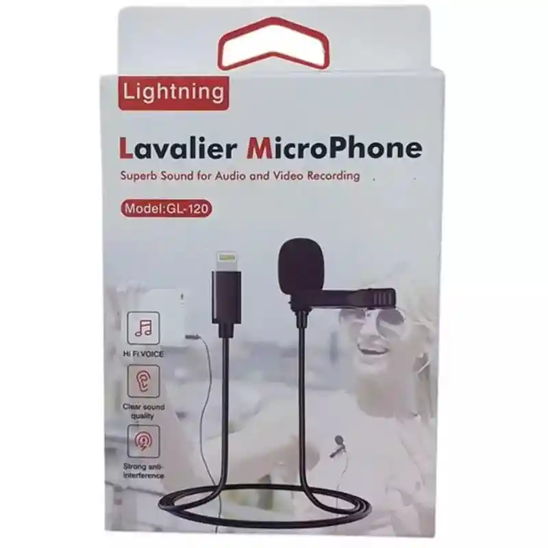 Micrófono Solapa Ios Iphone Gl-120 Sonido Externo/ Negro /+ Clip