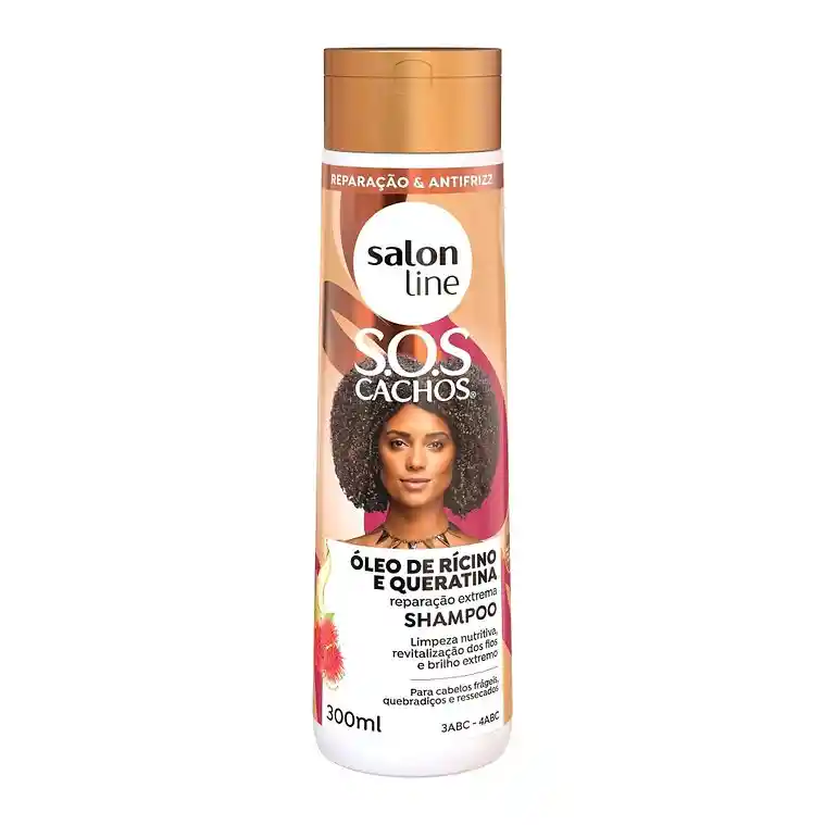 Salon Line S.o.s. Cachos Shampoo Óleo De Ricino Y Queratina 300 Ml