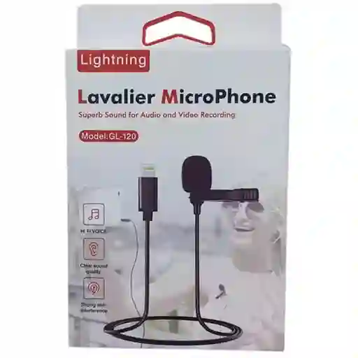Micrófono Solapa Ios Iphone Gl-120 Sonido Externo/ Negro /+ Clip