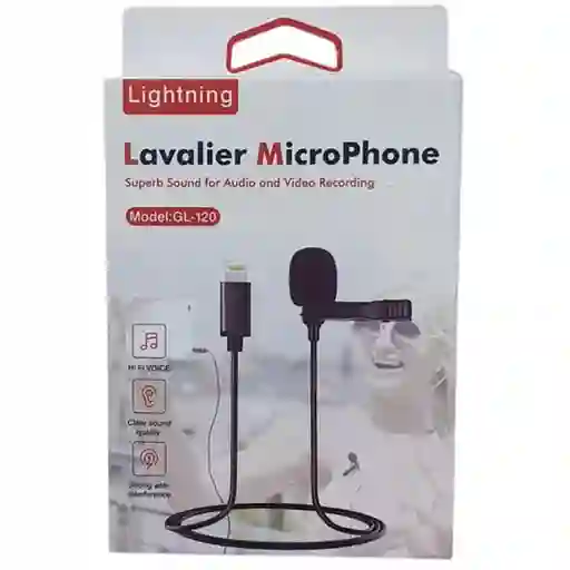 Micrófono Solapa Ios Iphone Gl-120 Sonido Externo/ Negro /+ Clip