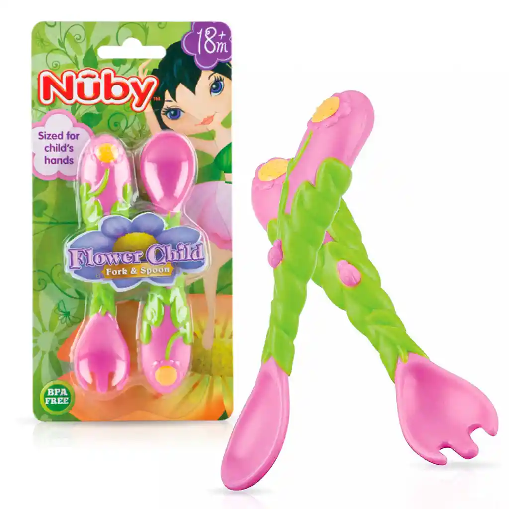 Nuby Cucharas Flower Child Tenedor Y Cuchara