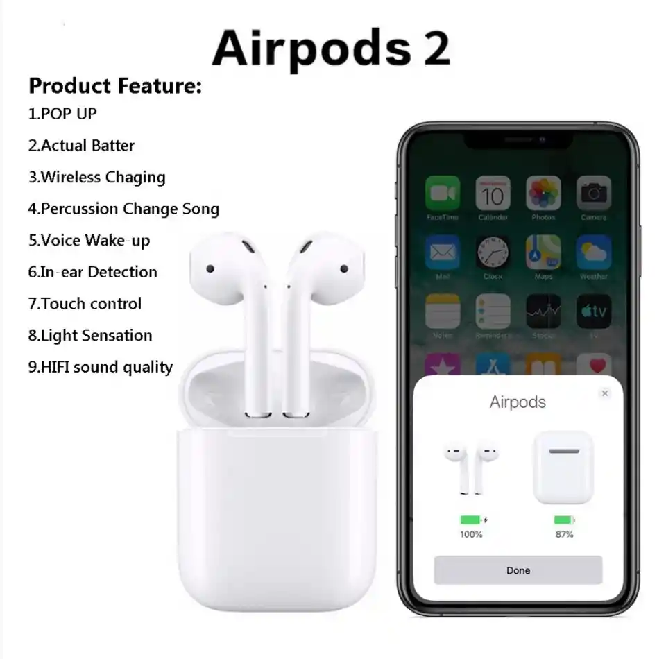 Airpods 2 (segunda Generación) Audífonos Inalámbricos