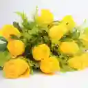 Bouquet De 12 Rosas Amarillas - Calidad De Exportación