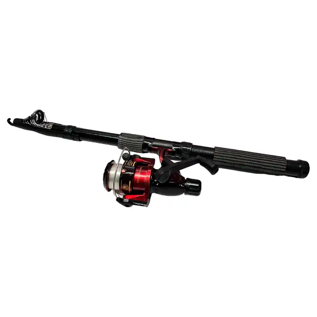 Caña Pescar Telescópica Barra 360 + Carrete Fina Fibra Pesca