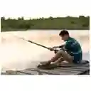 Caña Pescar Telescópica Barra 360 + Carrete Fina Fibra Pesca