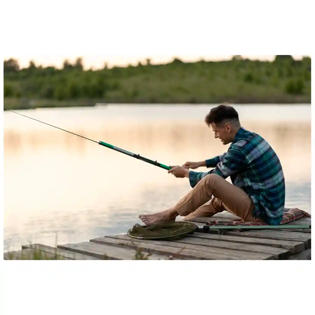 Caña Pescar Telescópica Barra 360 + Carrete Fina Fibra Pesca