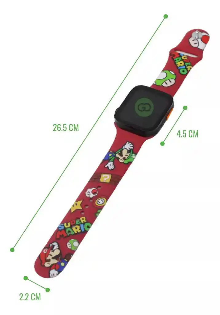 Smartwatch Para Niños Carga Inalámbrica Diseño Mario Bross