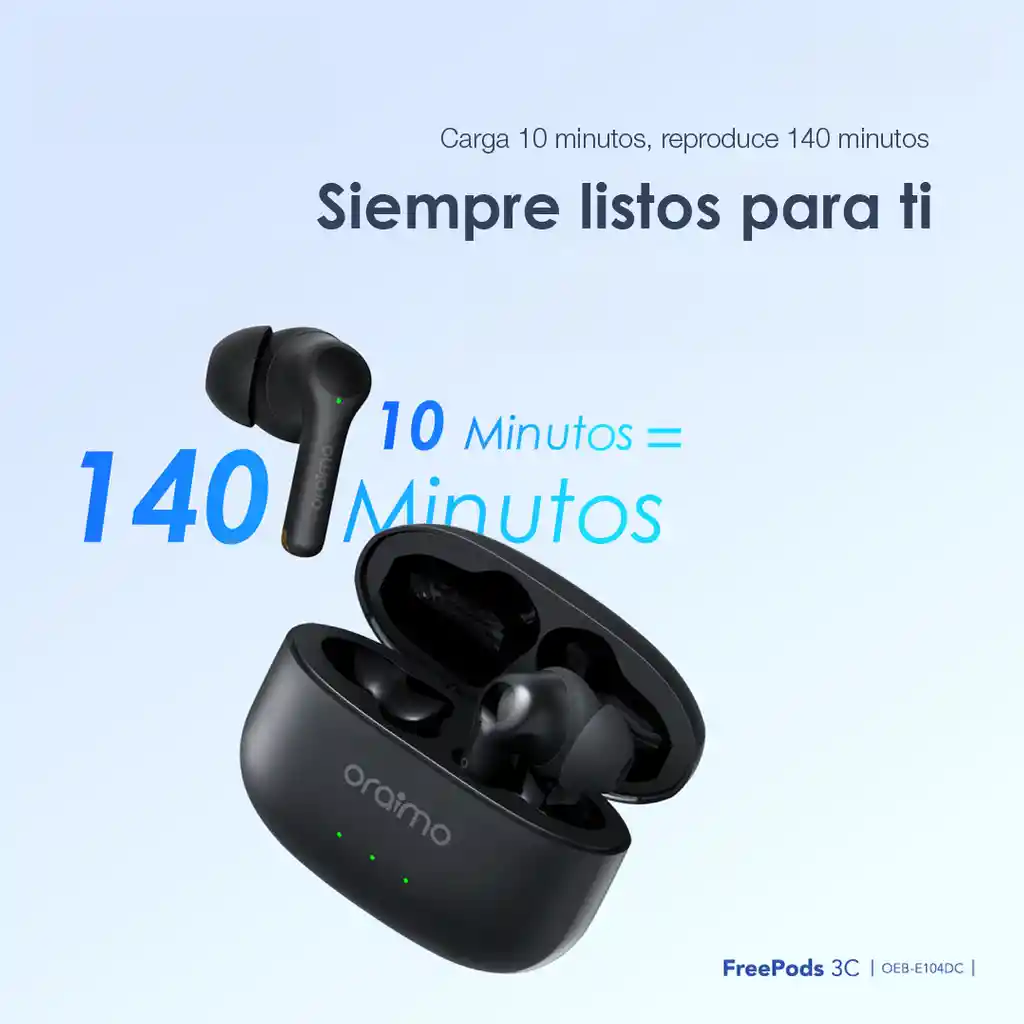 Audífonos Bluetooth 5.3 Iphone Android Oraimo Freepods 3c Negro