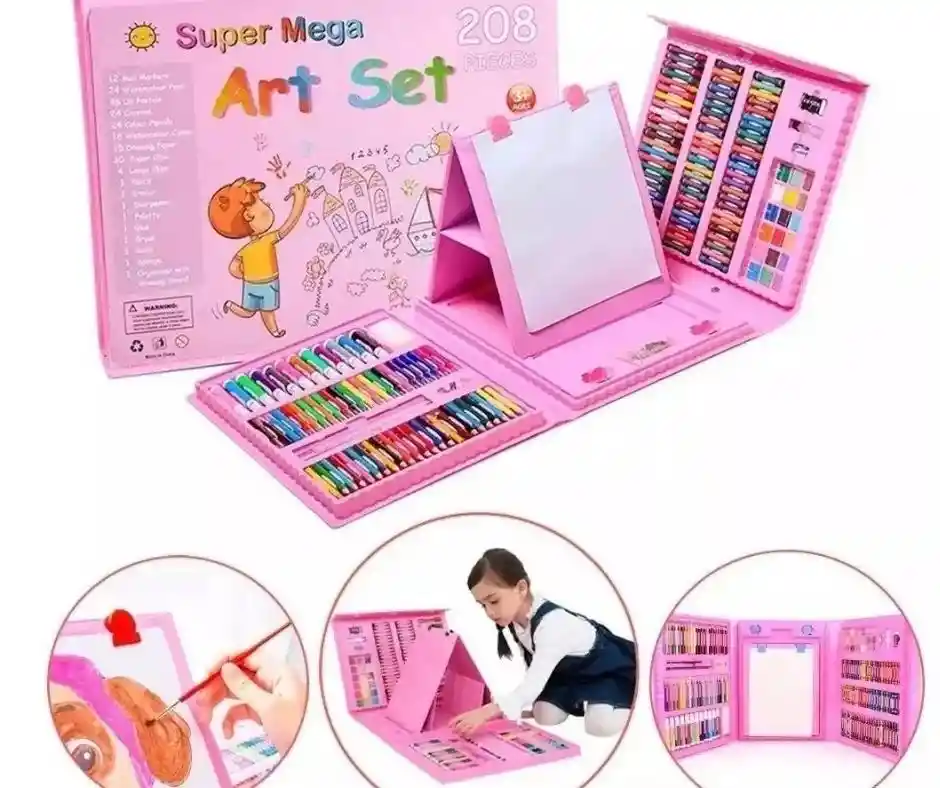 Set Arte Niños Maleta 208 Piezas Crayon Acuarela Plumón