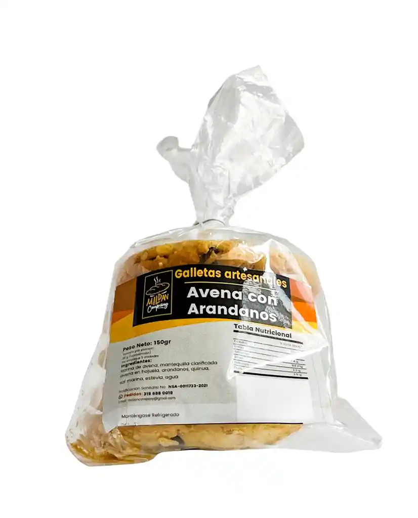 Galletas De Avena Con Arándanos Artesanal Mildan 150 Gr