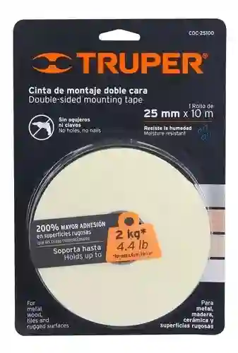 Cinta Doble Faz 10 Metros X 19mm Trupper