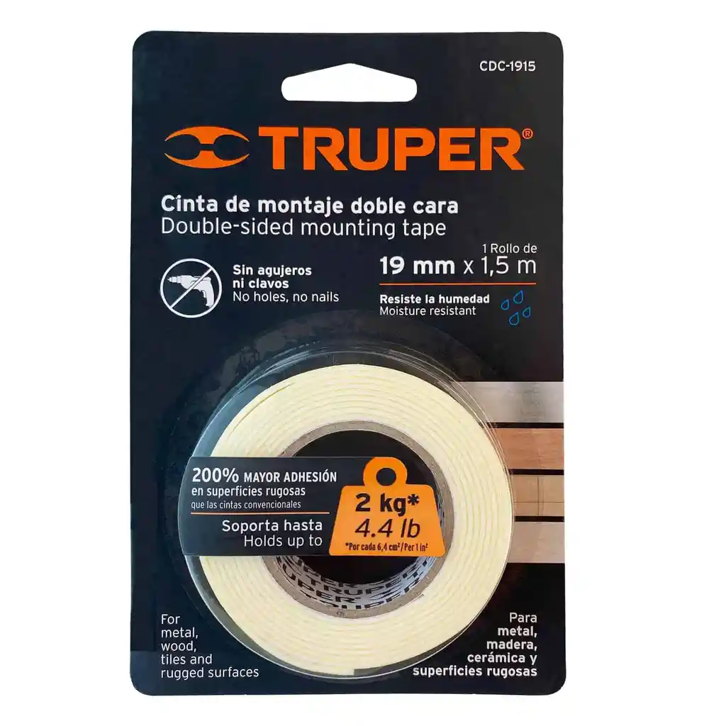 Cinta Doble Faz 1,5 Metros X 19mm Trupper