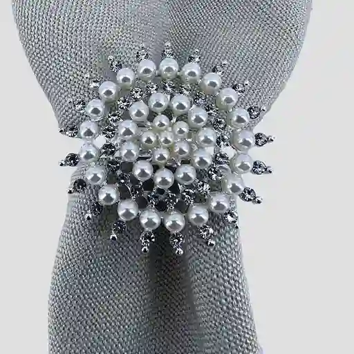 Servilletero Set X4 Rdn Perlas Plateado