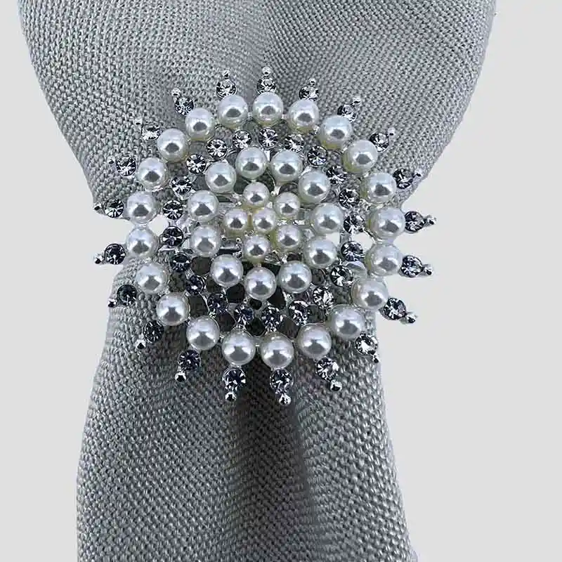 Servilletero Set X4 Rdn Perlas Plateado