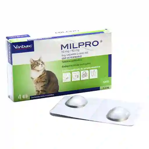 Milpro Gato 16mg +2kg Desparasitante 1 Unidad Suelta