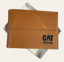 Billetera Cuero Cafe Madera Bordado Garantia Original