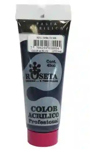 Pintura Acrilica Roseta Color Azul Cobalto-009x Unidad Tubo De 45cc Pintur