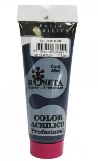 Pintura Acrilica Roseta Color Azul Cobalto-009x Unidad Tubo De 45cc Pintur