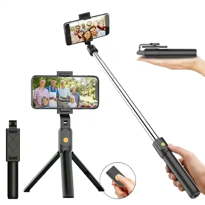 Palo De Selfie Inalámbrico Con Bluetooth, Luz De Relleno Led Negro