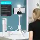 Palo De Selfie Inalámbrico Con Bluetooth, Luz De Relleno Led Negro