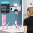 Palo De Selfie Inalámbrico Con Bluetooth, Luz De Relleno Led Negro