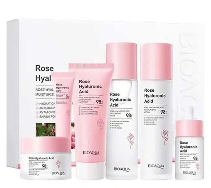 Kit Facial Rosas Y Ac Hyaluronico 6 Piezas