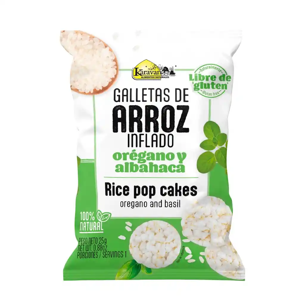 Galletas De Arroz Inflado Sabor Orégano Y Albahaca (docena)