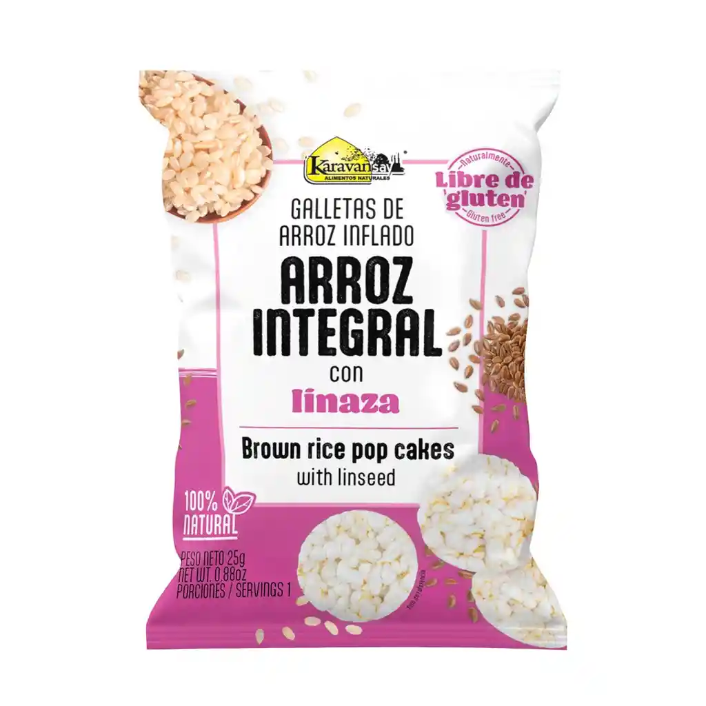 Galletas De Arroz Inflado Sabor Arroz Integral Con Linaza( Docena)