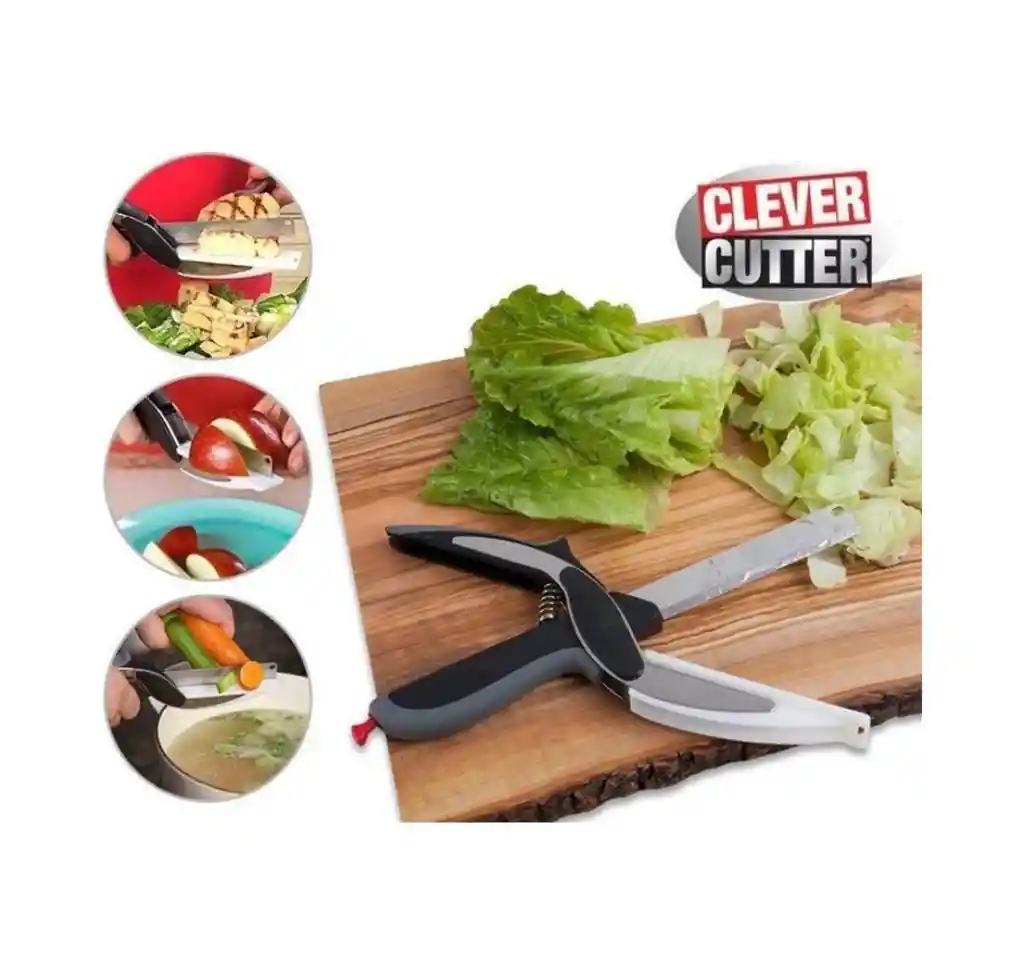 Clever Cutter Cortador Cocina 2 En 1 Cuchillo Tijeras Mesa