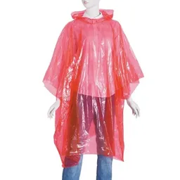 Capa Poncho Impermeable De Plástico Para Lluvia Calibre 1.4 - Rojo