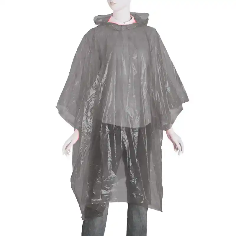 3 Capa Poncho Impermeable De Plástico Para Lluvia Calibre 1.4 - Negro