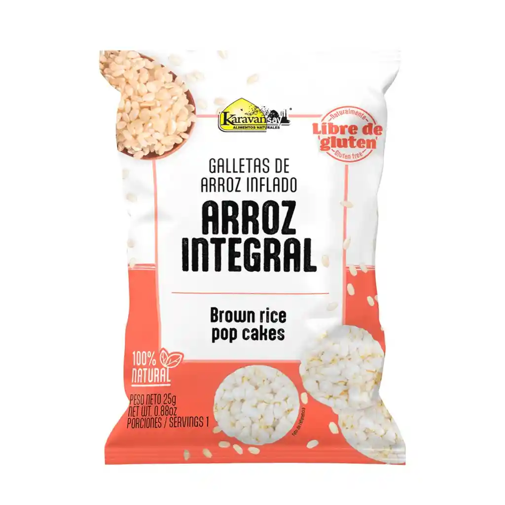 Galletas De Arroz Inflado Sabor Integral (docena)