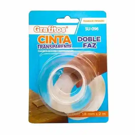 Cinta Doble Faz Transparente 18 Mm X 2 Metros