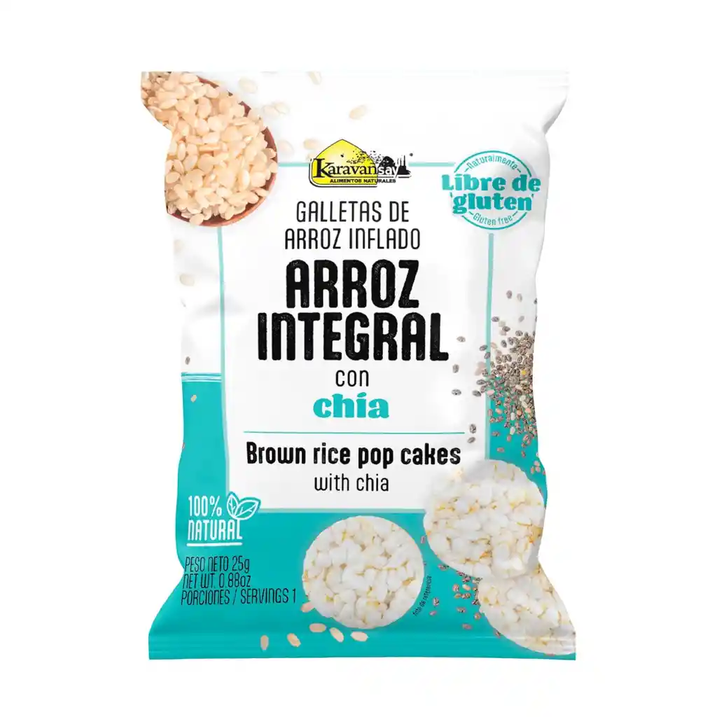 Galletas De Arroz Inflado Sabor Arroz Integral Con Chía