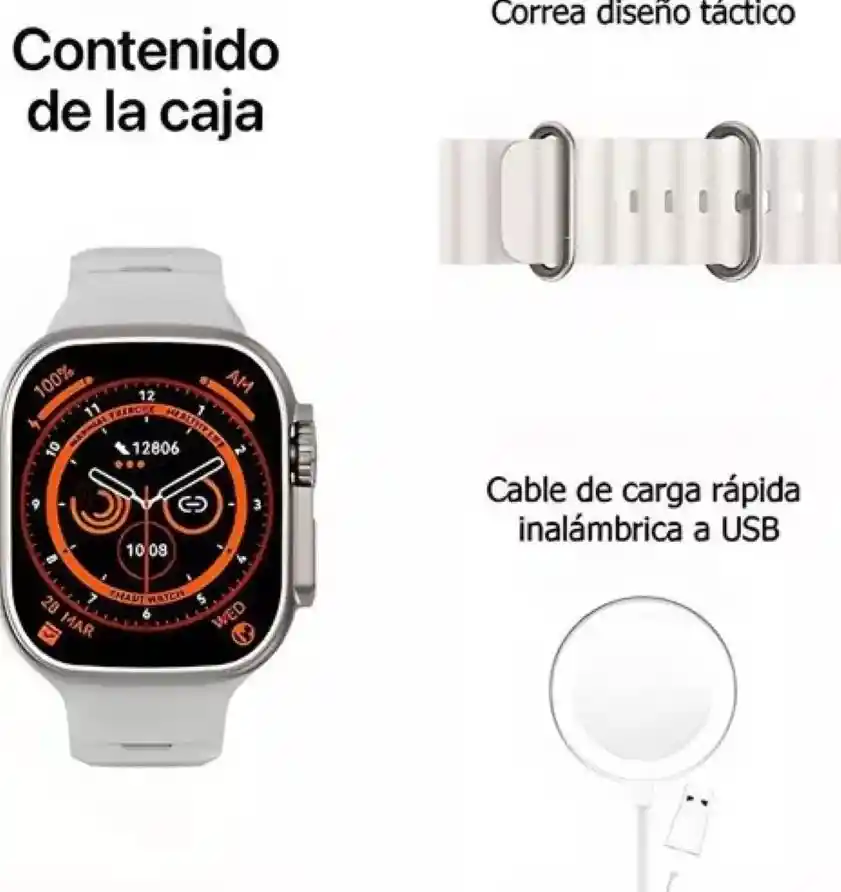 Smartwatch Generica T800 Ultra 1.99 Caja Negra Dos Mallas