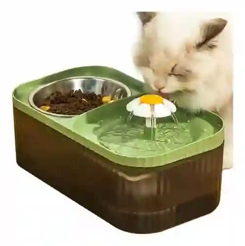 Fuente De Agua Para Gatos Con Comedero