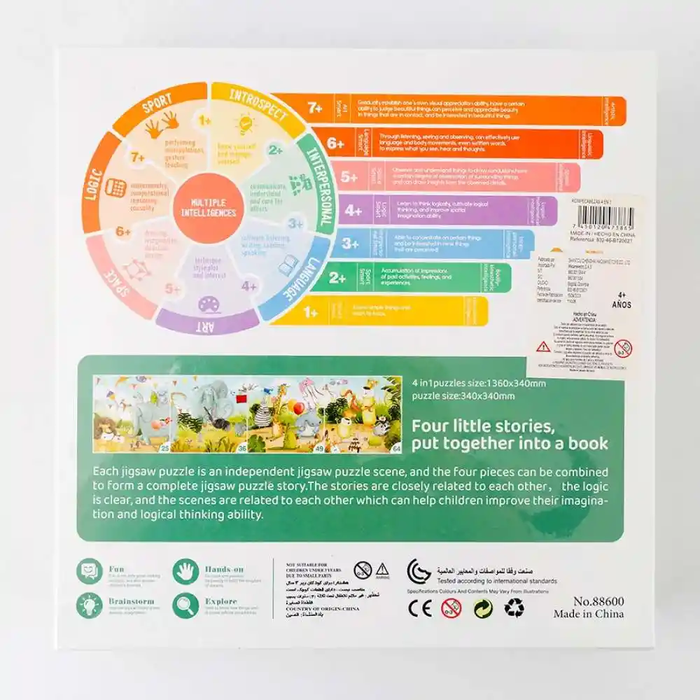 Rompecabezas Animales 174 Pzs 4 En 1