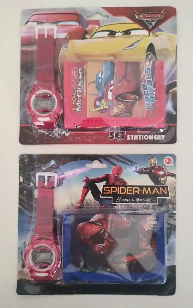 Set Reloj Billetera Cars O Spiderman