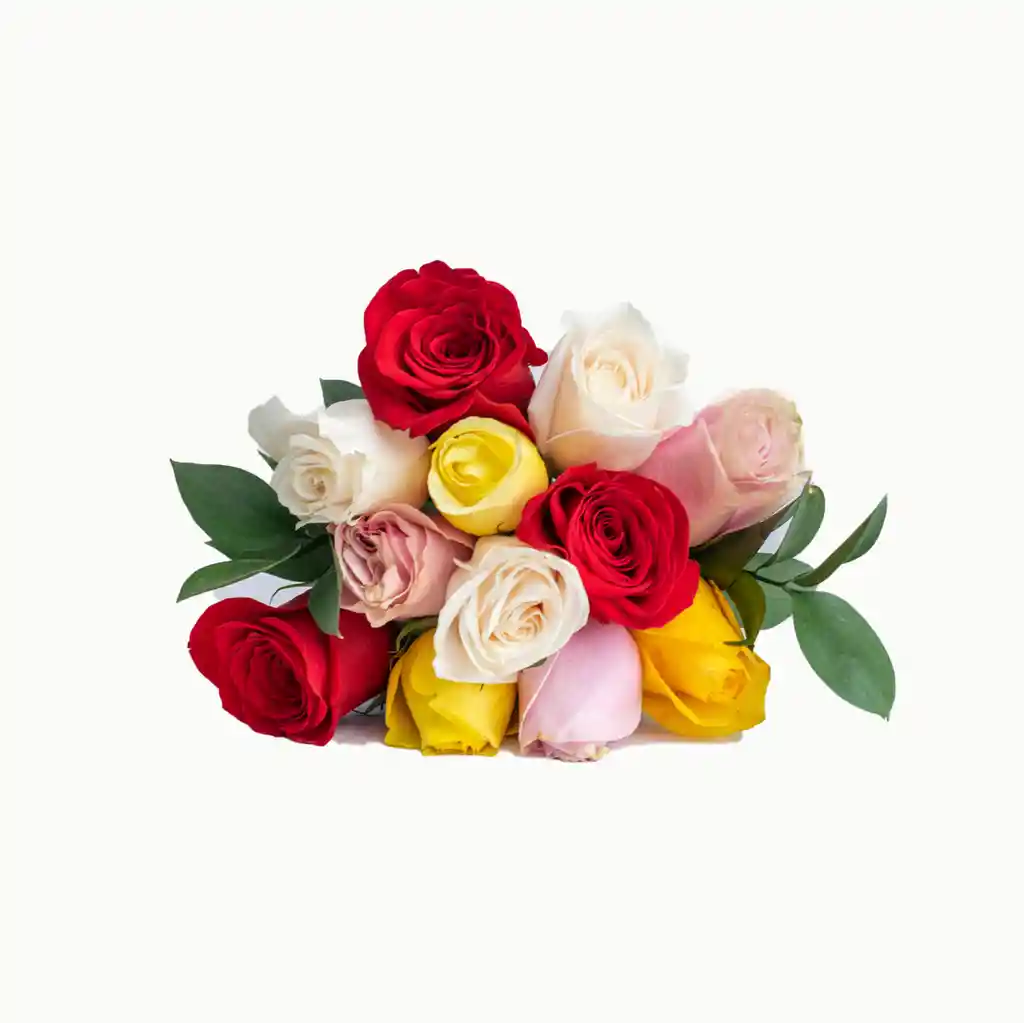 Arreglo Floral, 12 Rosas Surtidas