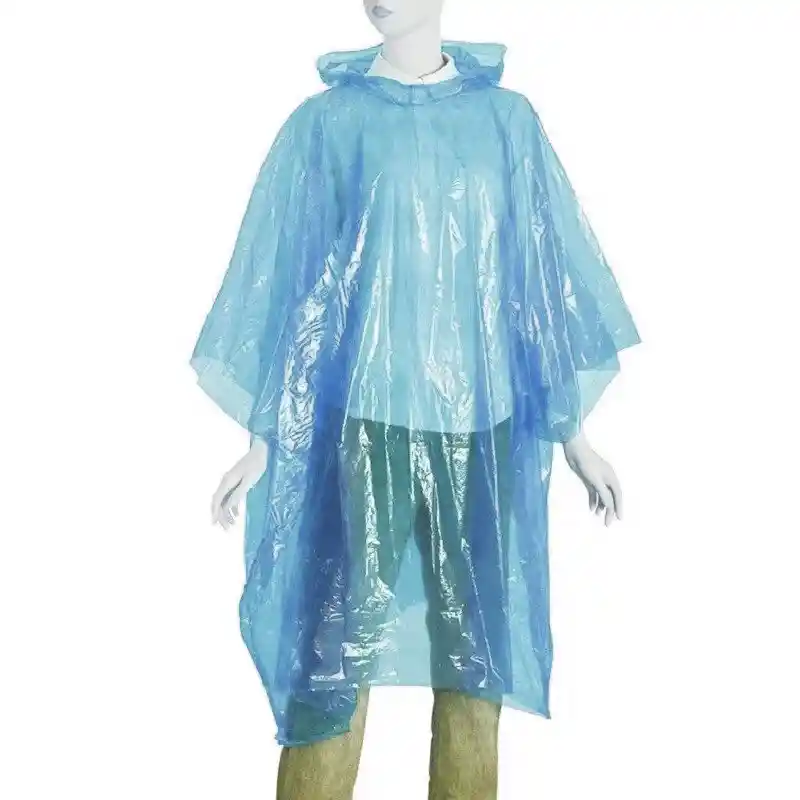 3 Capa Poncho Impermeable De Plástico Para Lluvia Calibre 1.4 - Azul