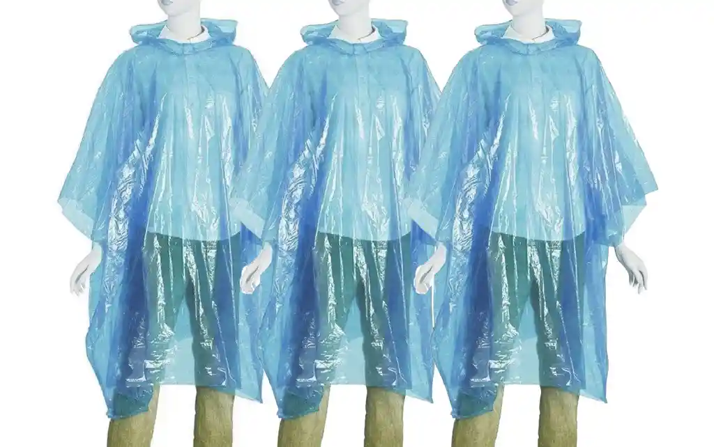 3 Capa Poncho Impermeable De Plástico Para Lluvia Calibre 1.4 - Azul