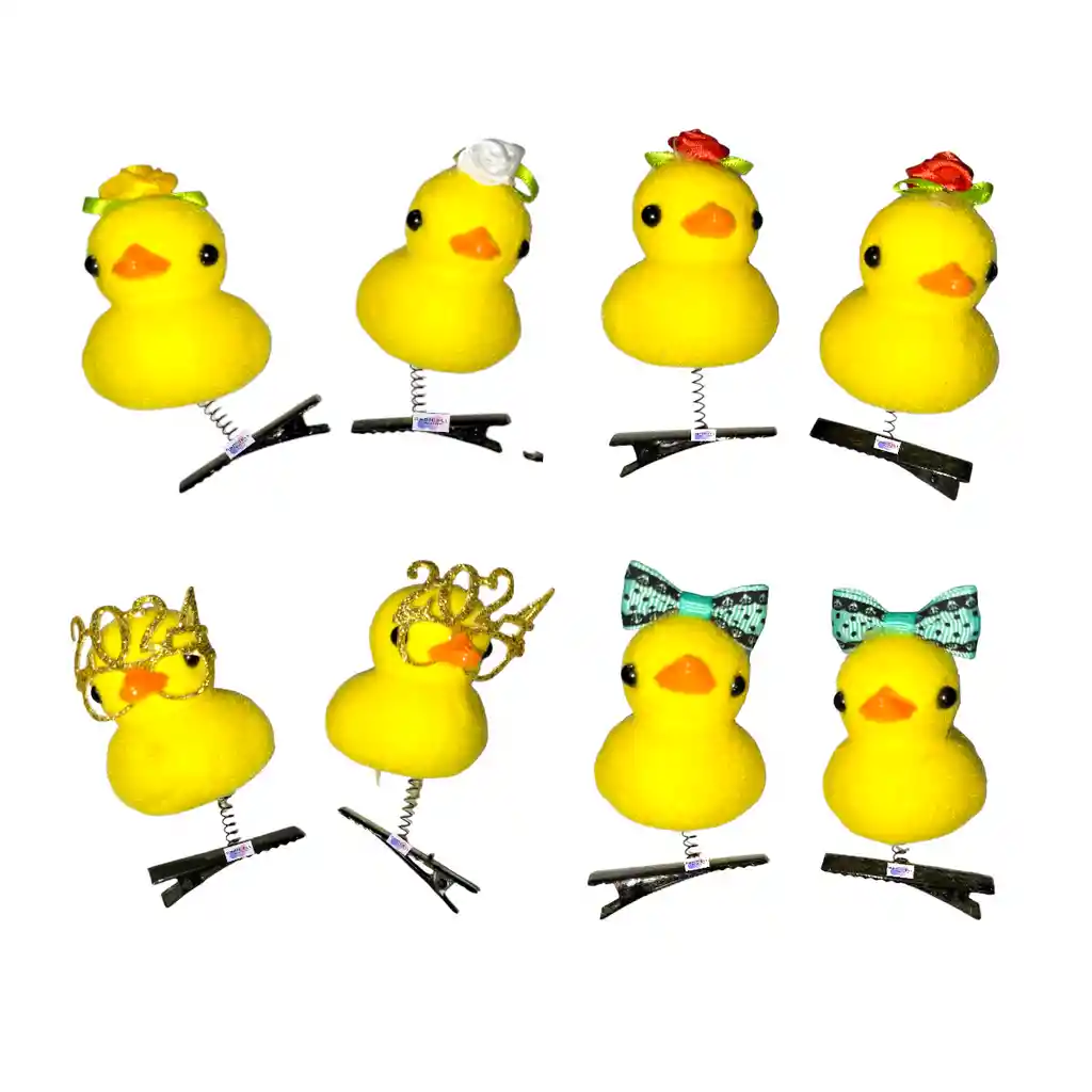 Pack X 6 Pinzas Cabello Pollito Patito Kawai