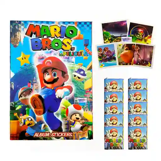 Álbum Super Mario Bros + 100 Láminas Auto-adhesivas